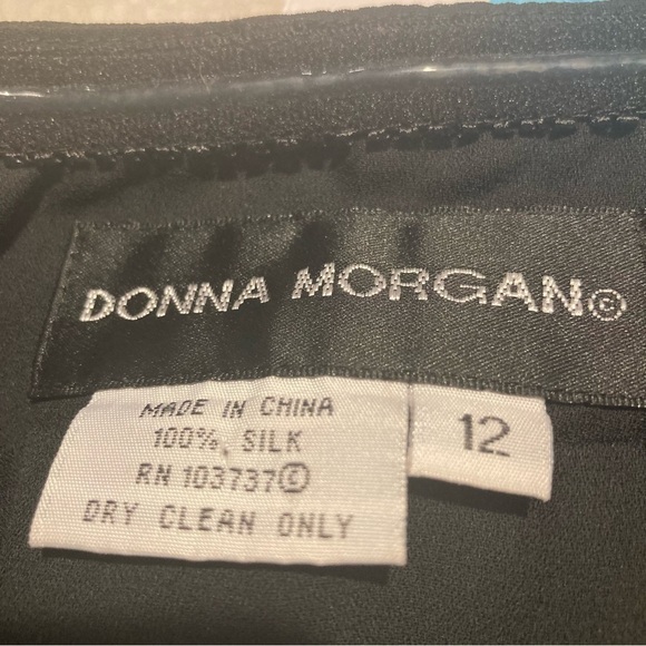 DONNA MORGAN Sz 12 100% Silk Ruching Waist Halter Top A-line Skirt Lined Dress - Picture 9 of 11